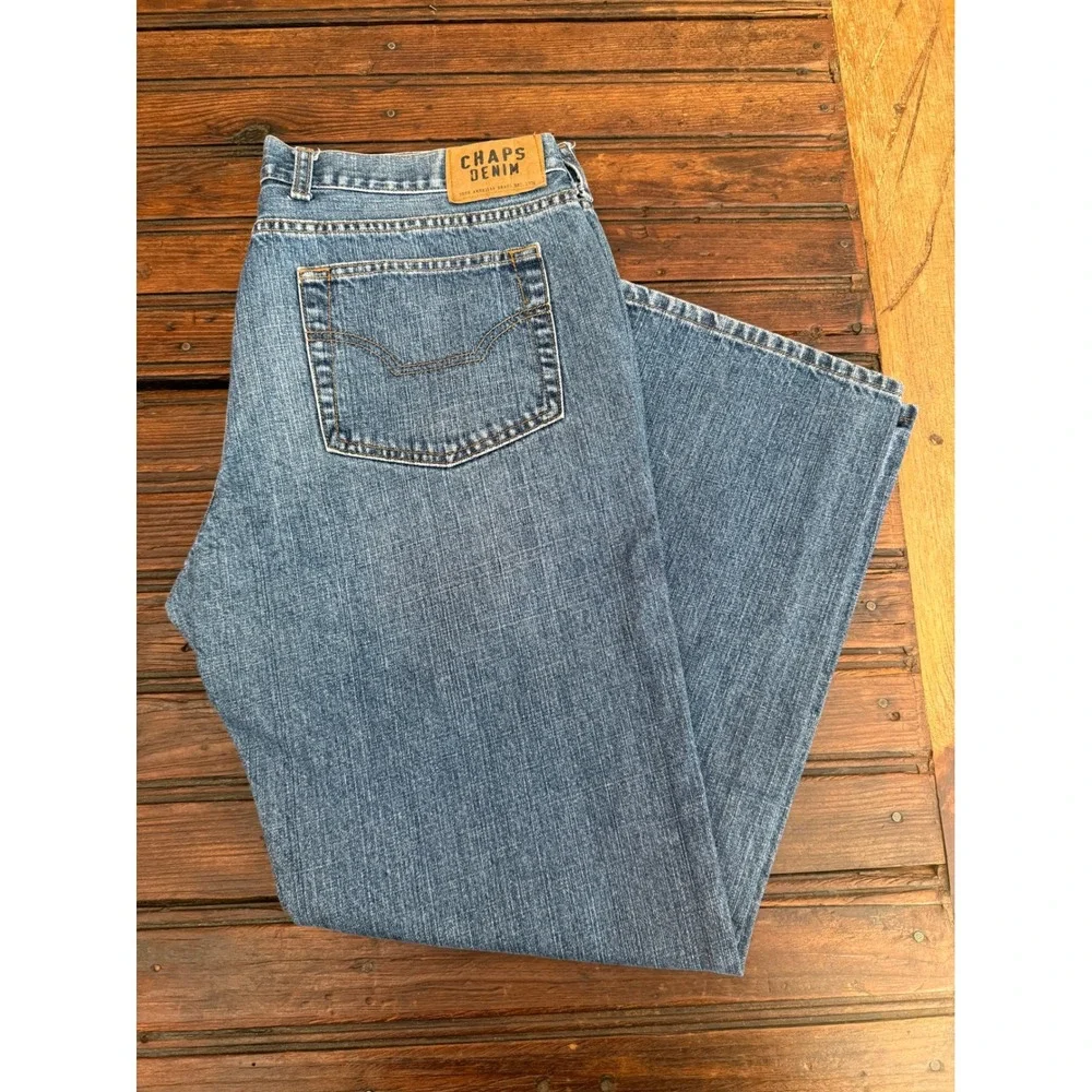 Chaps Denim Mens Straight Fit Blue Jeans Medium Wash 100% Cotton 36x30